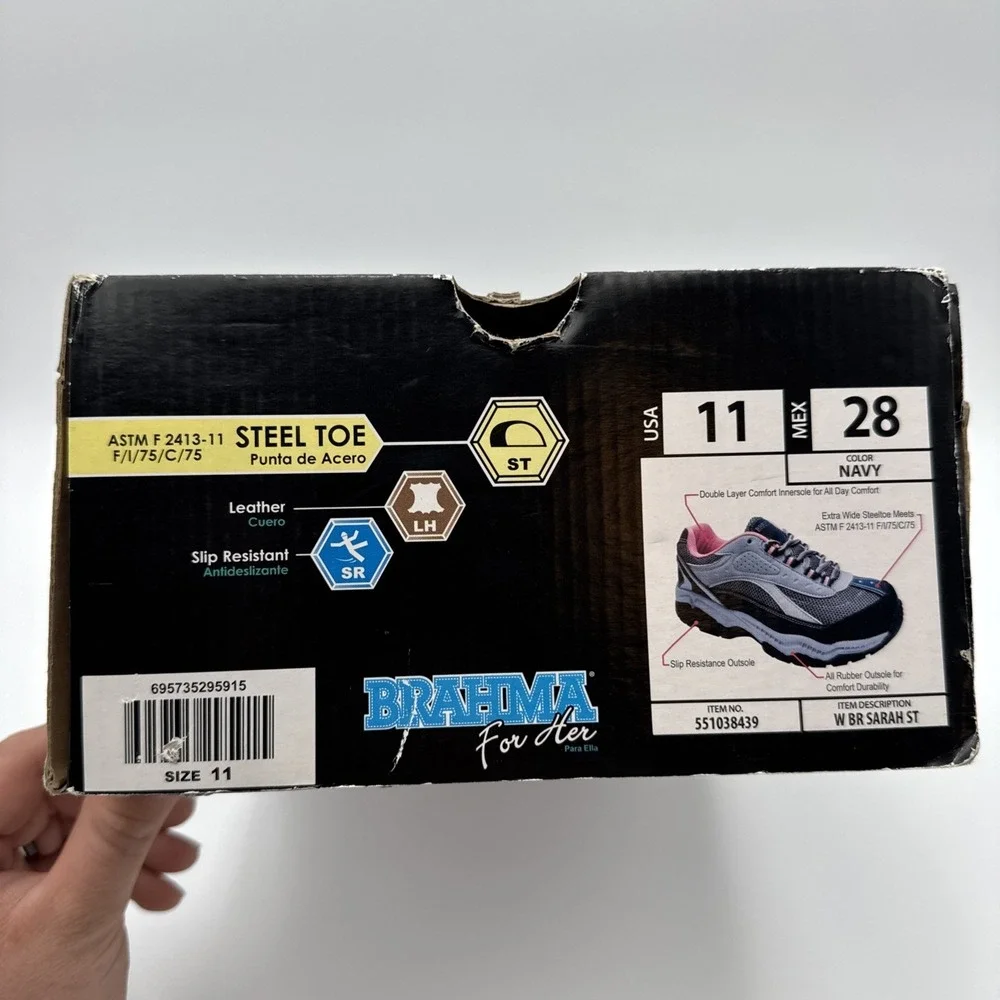 Brahma for Her Steel Toe Work Sneakers Sarah St Navy Blue & Pink Women's size 11 - Picture 11 of 14
